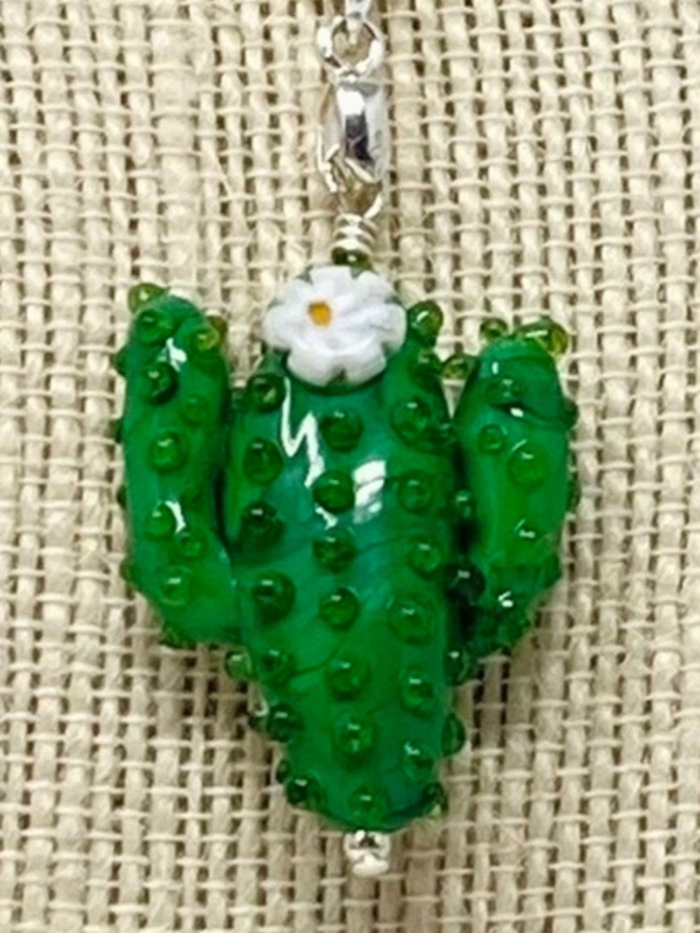 “Blooming Saguaro” Lampwork glass pendant